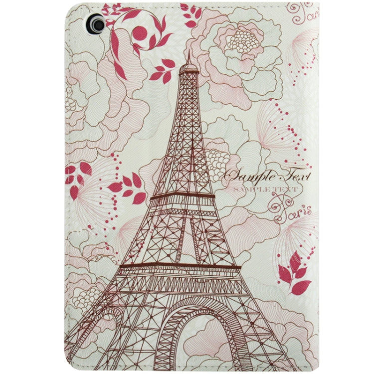 Eiffel Tower Pattern Cross Texture Leather Case with Holder & Credit Card Slots for iPad mini 1 / 2 / 3