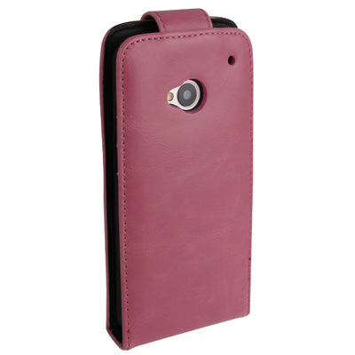 Pure Color Magnetic Vertical Flip Leather Case for HTC One / M7 (Baby Pink)