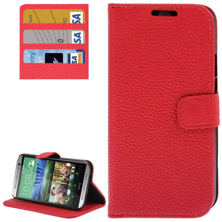 Litchi Texture Leather Case with Holder & Credit Card Slot for HTC One M8
