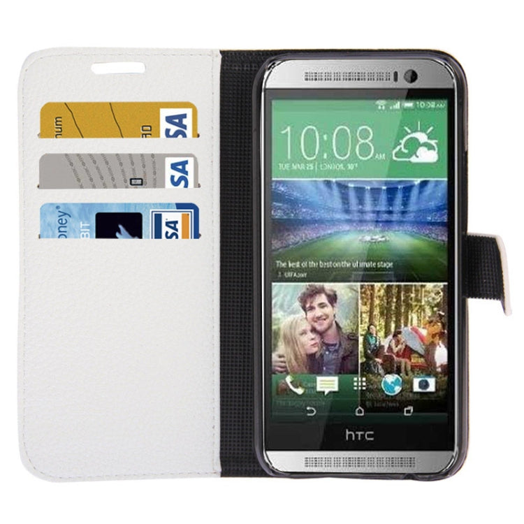 Litchi Texture Leather Case with Holder & Credit Card Slot for HTC One M8