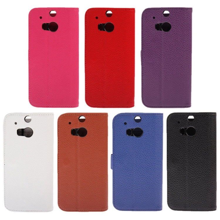 Litchi Texture Leather Case with Holder & Credit Card Slot for HTC One M8