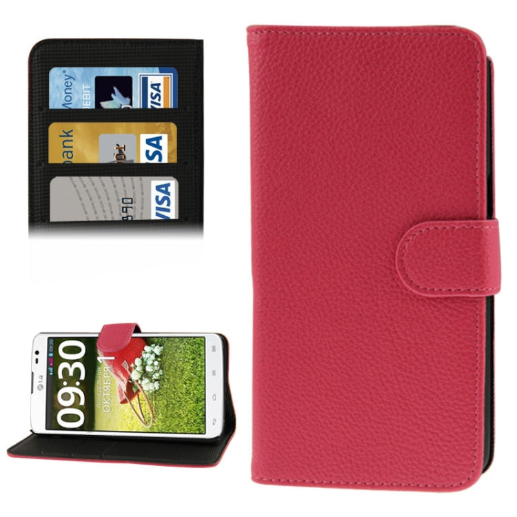Litchi Texture Flip Leather Case with Credit Card Slots & Holder for LG G Pro Lite / D686