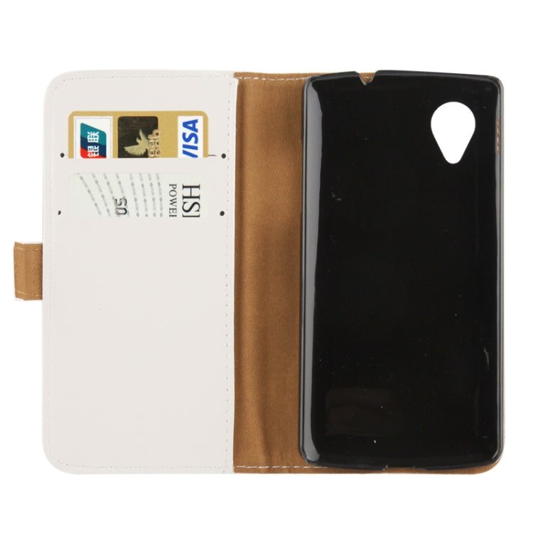 Crazy Horse Texture Leather Case with Credit Card Slot & Holder for  Google Nexus 5 (White)