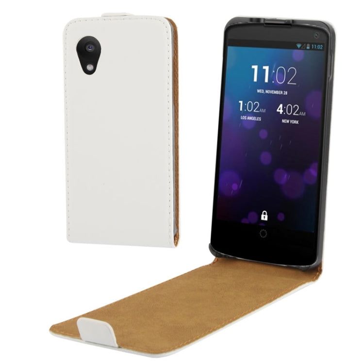 Vertical Flip Leather Case for Google Nexus 5 / E980 (White)
