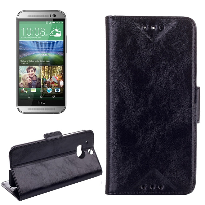 Oil Leather Case with Credit Card Slot & Holder for HTC One / M8