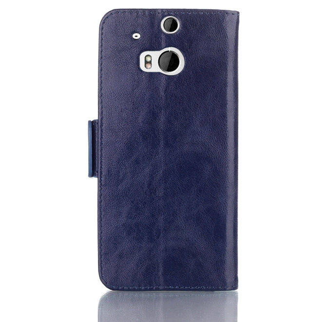 Oil Leather Case with Credit Card Slot & Holder for HTC One / M8