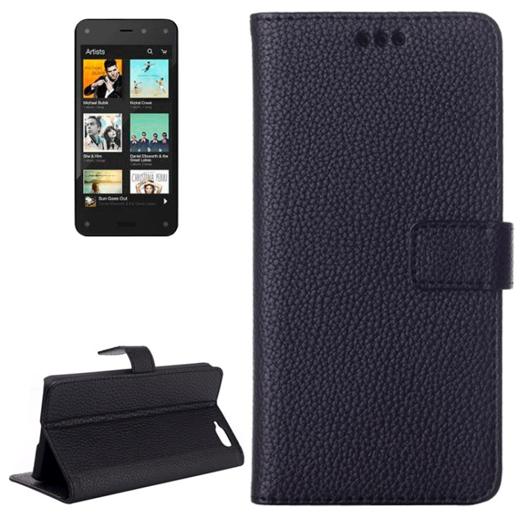 Litchi Texture Horizontal Flip Leather Case with Card Slots & Holder for Amazon Fire Phone