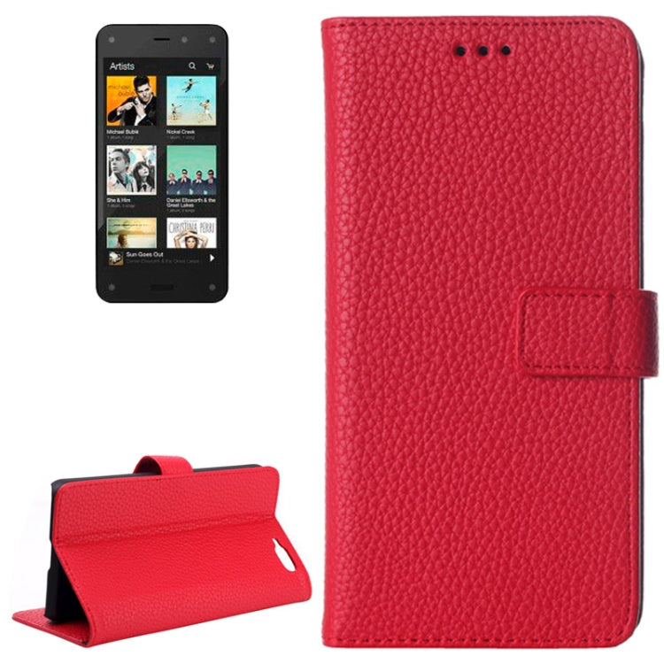 Litchi Texture Horizontal Flip Leather Case with Card Slots & Holder for Amazon Fire Phone