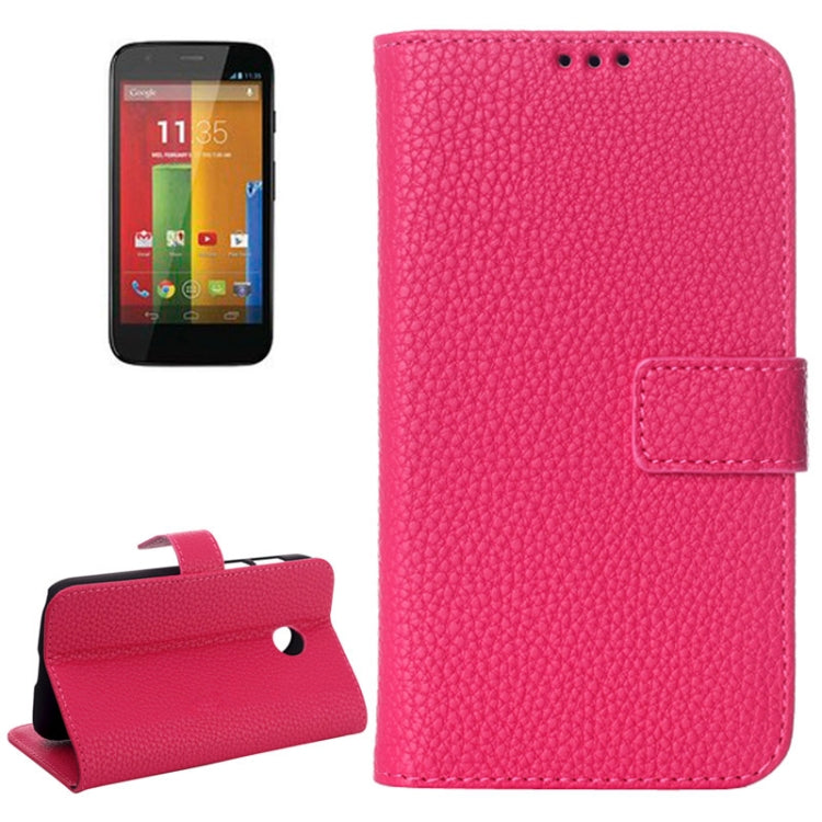 Litchi Texture Magnetic Button Horizontal Flip Leather Case with Card Slots & Holder for Motorola Moto E / XT1021