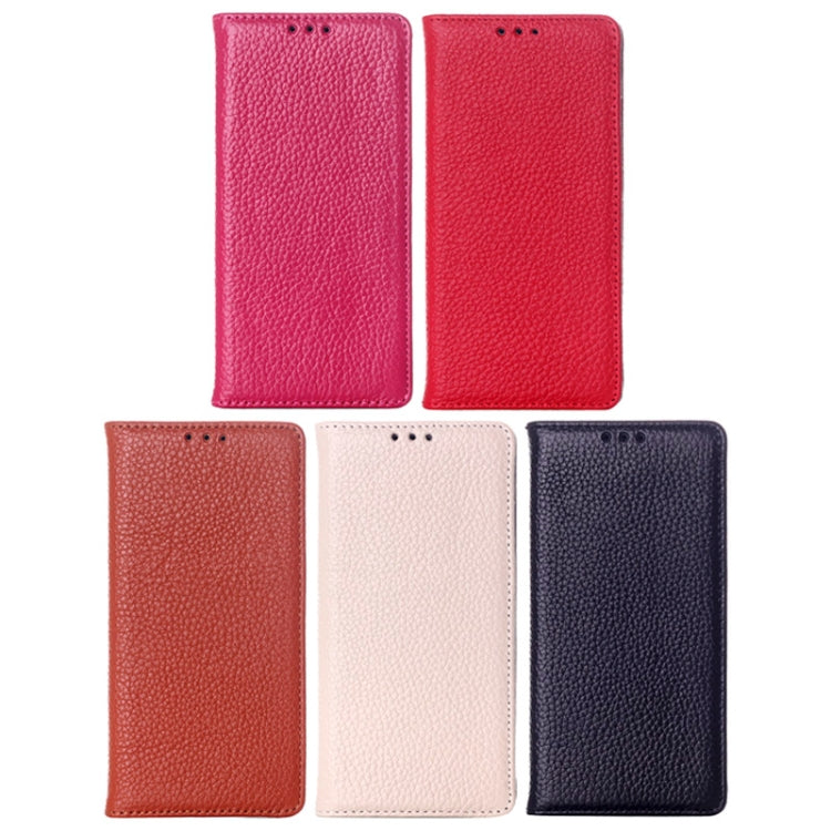 Litchi Texture Horizontal Flip Top-grain Leather Case with Card Slots & Holder for Huawei Ascend P7(White)