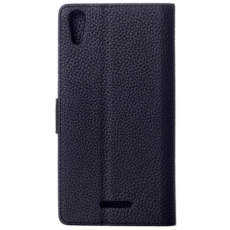 Litchi Texture Magnetic Button Horizontal Flip Leather Case with Card Slots & Holder for Sony Xperia T3 / M50W(Black)