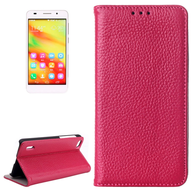 Litchi Texture Horizontal Flip Genuine Leather Case with Card Slots & Holder for Huawei Honor 6