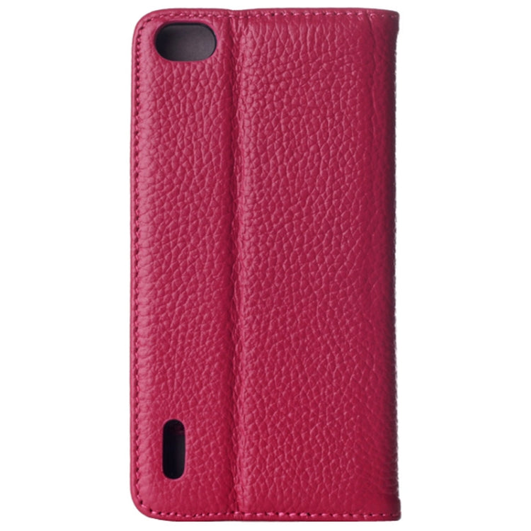 Litchi Texture Horizontal Flip Genuine Leather Case with Card Slots & Holder for Huawei Honor 6