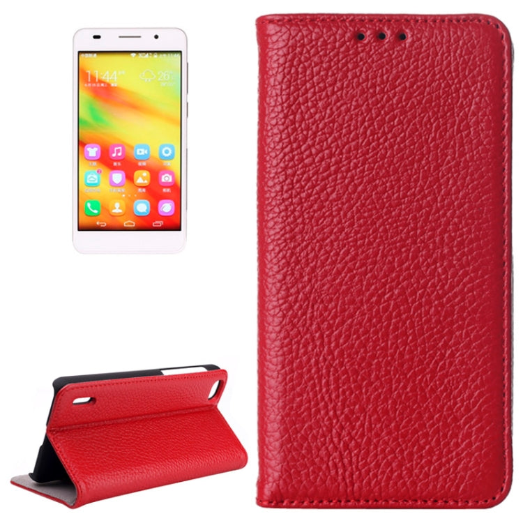 Litchi Texture Horizontal Flip Genuine Leather Case with Card Slots & Holder for Huawei Honor 6