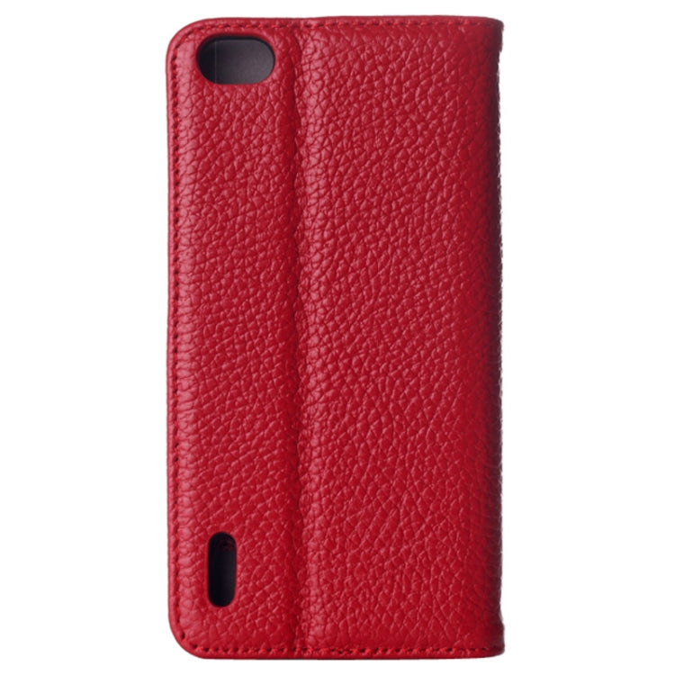 Litchi Texture Horizontal Flip Genuine Leather Case with Card Slots & Holder for Huawei Honor 6