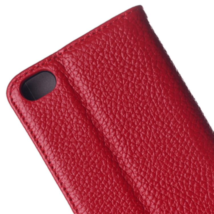 Litchi Texture Horizontal Flip Genuine Leather Case with Card Slots & Holder for Huawei Honor 6