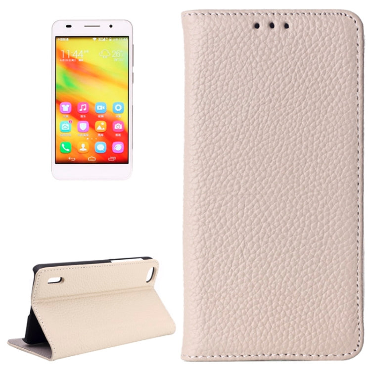 Litchi Texture Horizontal Flip Genuine Leather Case with Card Slots & Holder for Huawei Honor 6