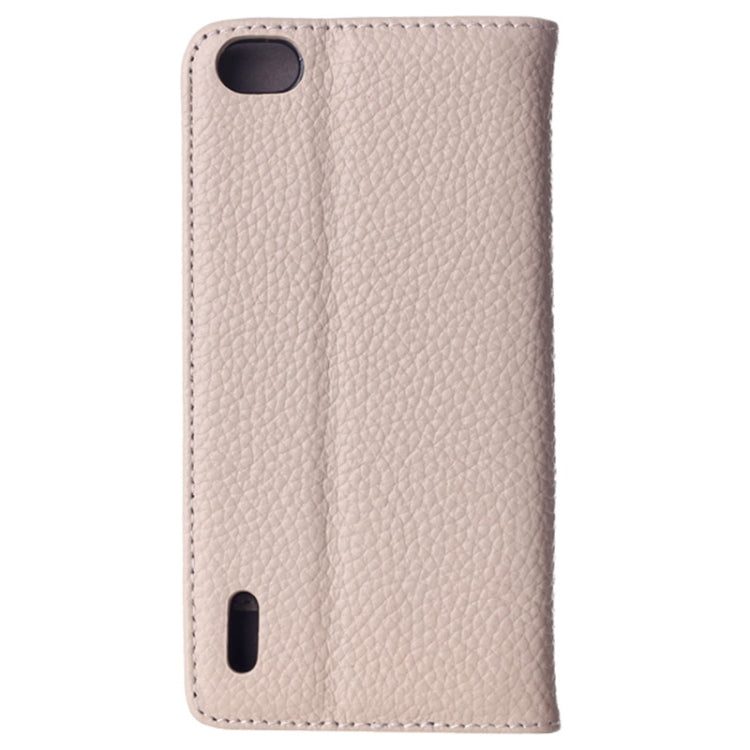 Litchi Texture Horizontal Flip Genuine Leather Case with Card Slots & Holder for Huawei Honor 6