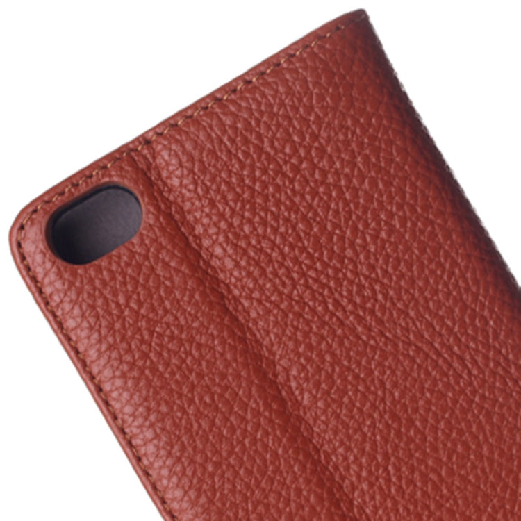 Litchi Texture Horizontal Flip Genuine Leather Case with Card Slots & Holder for Huawei Honor 6
