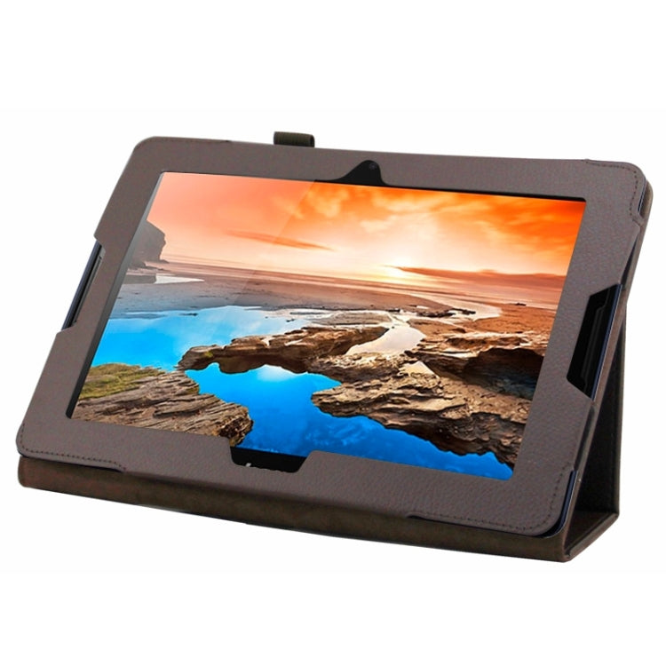 2-fold Litchi Texture Leather Case with Holder for Lenovo A10-70 / A7600
