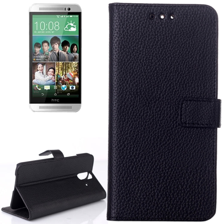 Litchi Texture Flip Leather Case with Card Slots & Holder for HTC One E8