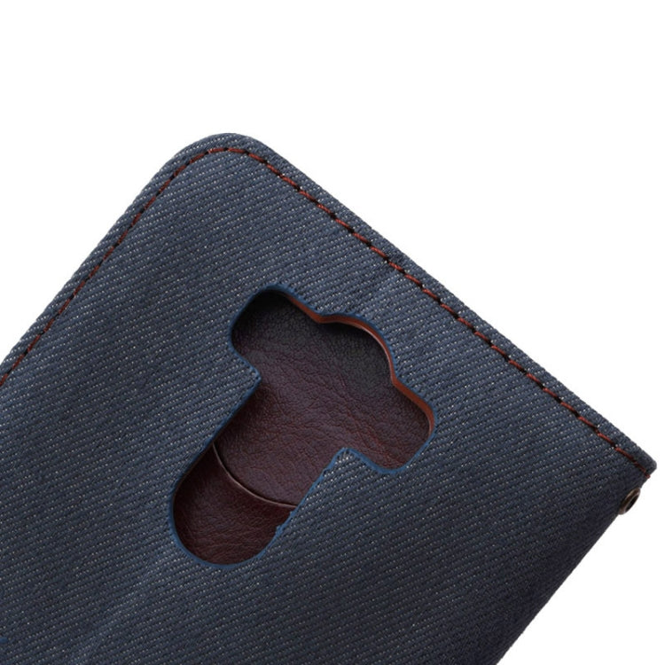 Jean Texture Button Flip Leather Case with Card Slots & Holder for LG G3 / D855 (Black)