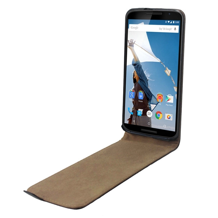 Vertical Flip Magnetic Button Leather Case for Google Nexus 6