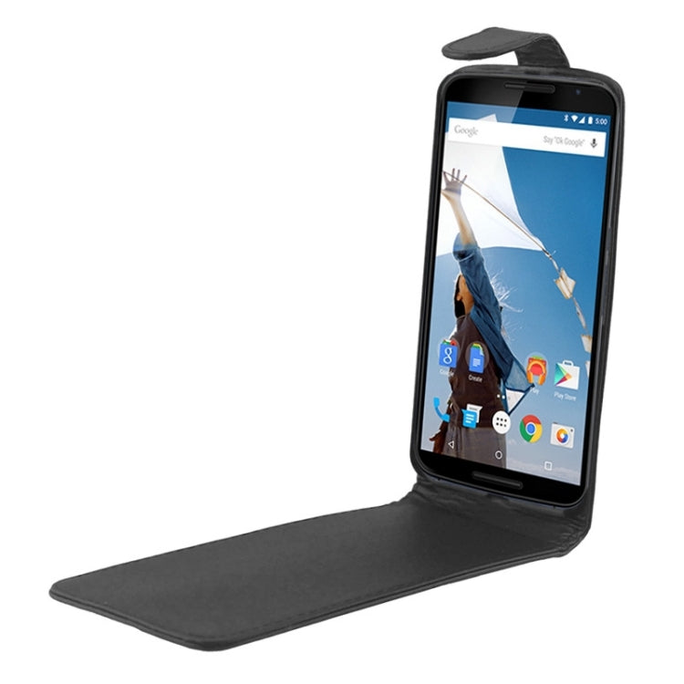 Vertical Flip Magnetic Button PU Leather Case for Google Nexus 6