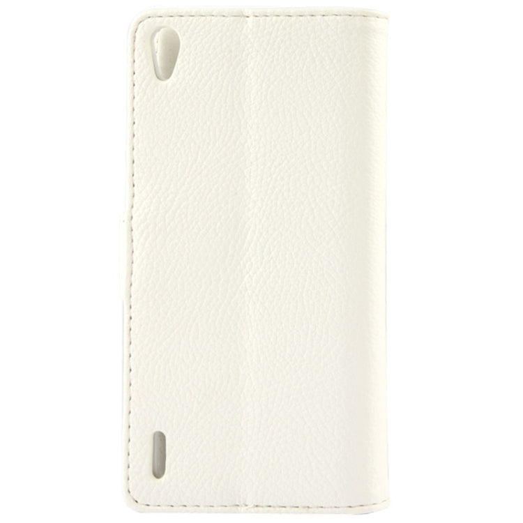 Litchi Texture Button Flip Leather Case with Card Slots & Holder for Huawei Ascend P7