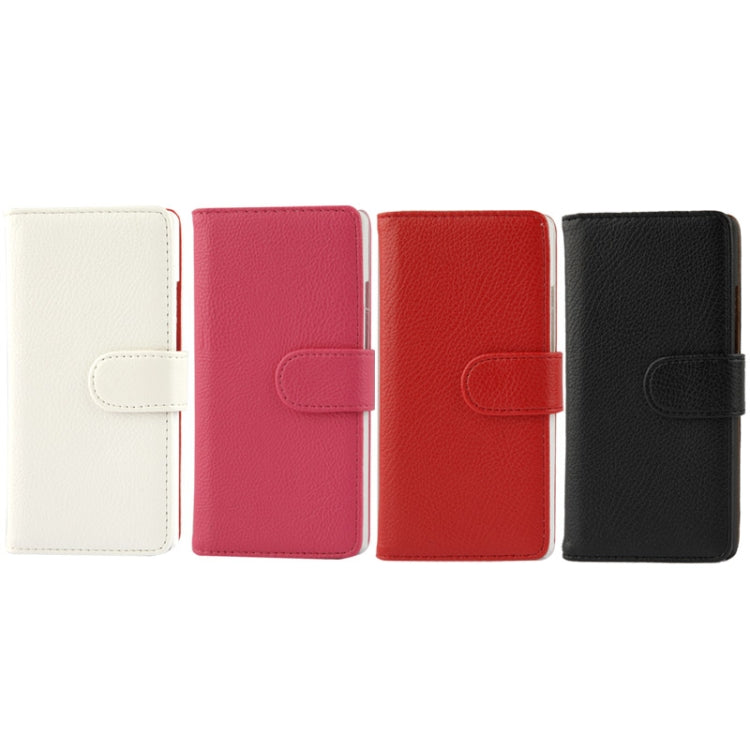 Litchi Texture Button Flip Leather Case with Card Slots & Holder for Huawei Ascend P7