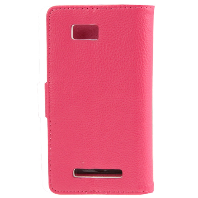 Litchi Texture Flip Leather Case with Card Slots & Holder for HTC Desire 400 (Magenta)