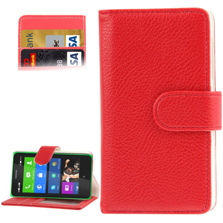 Litchi Texture Flip Leather Case with Card Slots & Holder for Nokia X