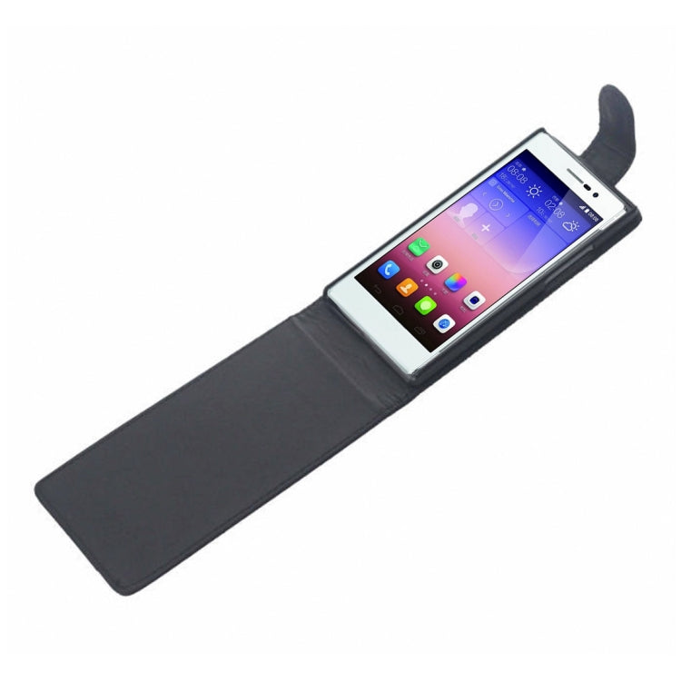 High Quality Vertical Flip Leather Case for Huawei Ascend P7(Black)