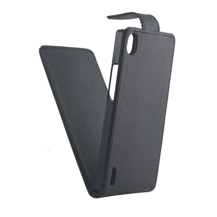 High Quality Vertical Flip Leather Case for Huawei Ascend P7(Black)