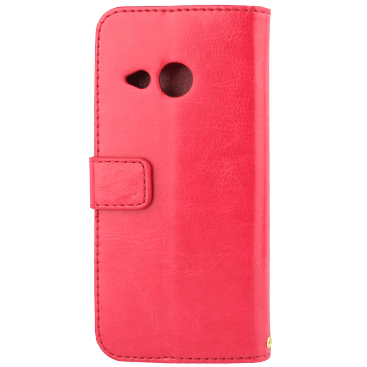 Fine Sheepskin Texture Button Flip Leather Case with Card Slots & Holder for HTC One / M8 mini (Magenta)