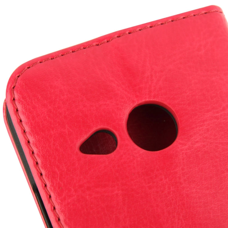 Fine Sheepskin Texture Button Flip Leather Case with Card Slots & Holder for HTC One / M8 mini (Magenta)
