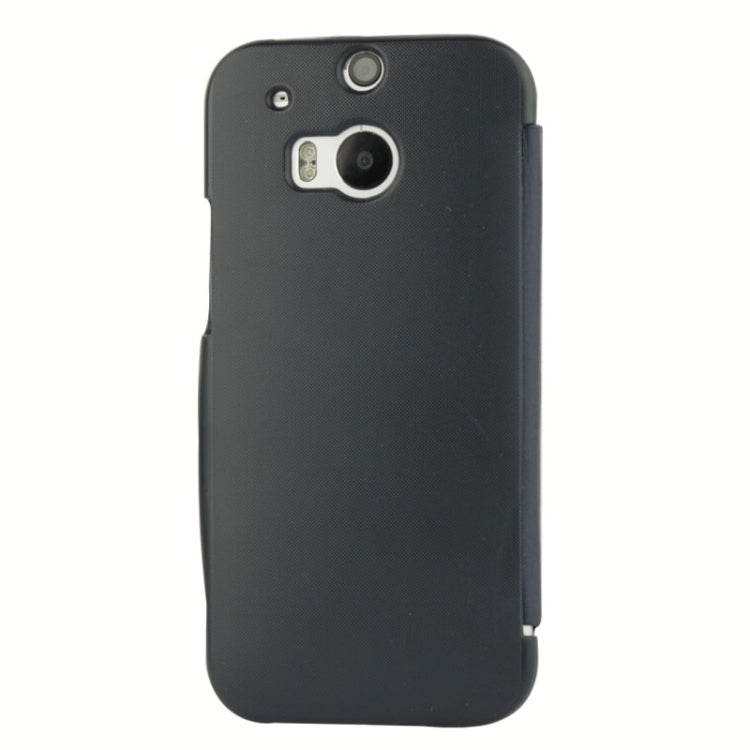 Horizontal Flip Brushed Texture TPU + Grid Texture Plastic Combination Case with Magnet for HTC One M8 (Dark Blue)