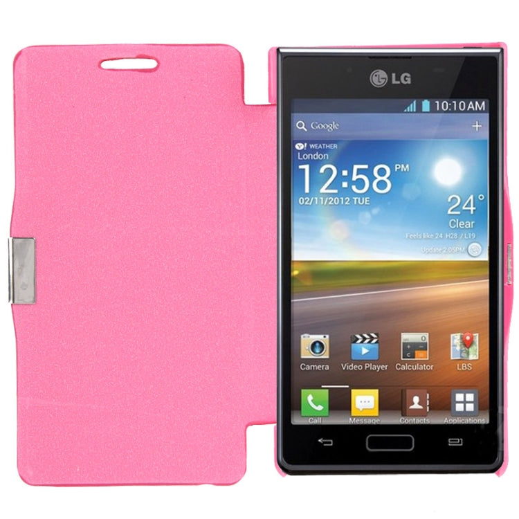 Brushed Texture Horizontal Flip Magnetic Buckle Leather Protective Case for LG Optimus L7 / P705   (Magenta)