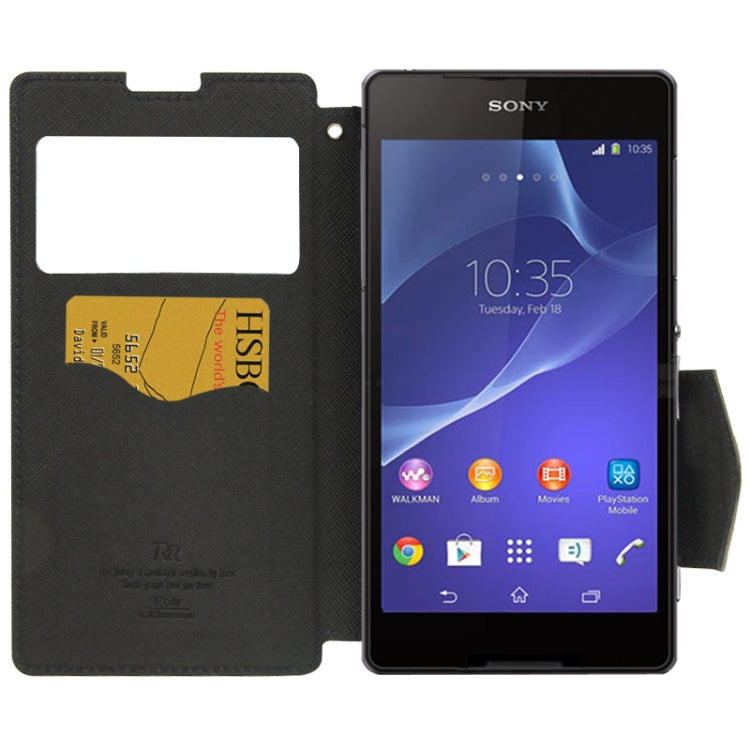 Litchi Texture Horizontal Flip Magnetic Buckle Leather Case with Call Display ID & Card Slots & Holder for Sony Xperia T2 Ultra / XM50