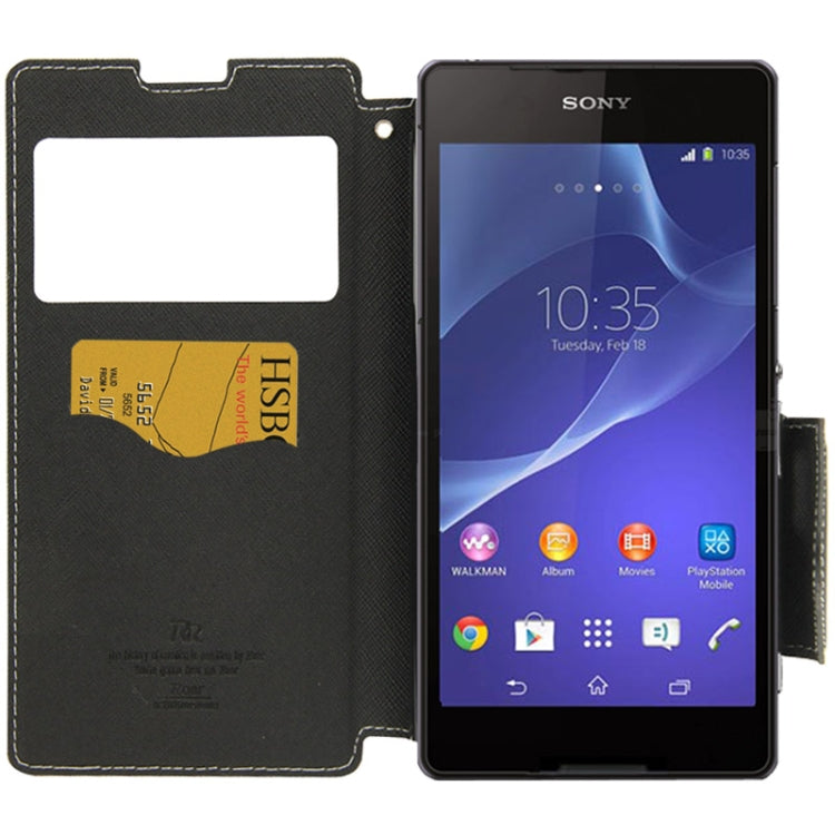 Litchi Texture Horizontal Flip Magnetic Buckle Leather Case with Call Display ID & Card Slots & Holder for Sony Xperia T2 Ultra / XM50