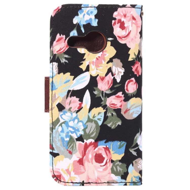 Flowers Pattern Horizontal Flip Leather Case with Card Slots & Holder for HTC One M8 mini