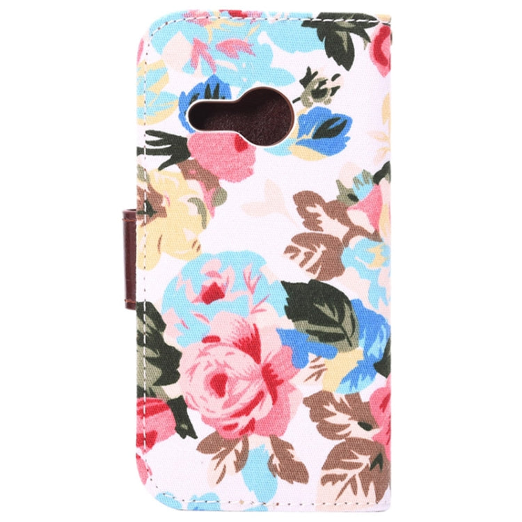 Flowers Pattern Horizontal Flip Leather Case with Card Slots & Holder for HTC One M8 mini
