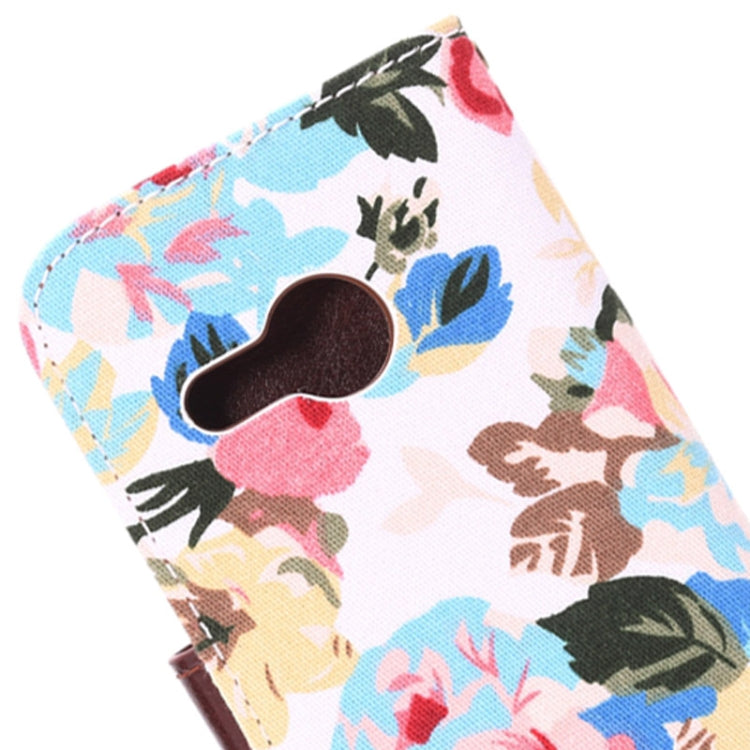 Flowers Pattern Horizontal Flip Leather Case with Card Slots & Holder for HTC One M8 mini