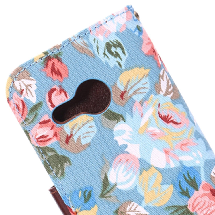 Flowers Pattern Horizontal Flip Leather Case with Card Slots & Holder for HTC One M8 mini