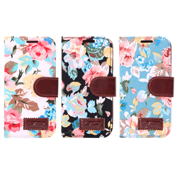 Flowers Pattern Horizontal Flip Leather Case with Card Slots & Holder for HTC One M8 mini