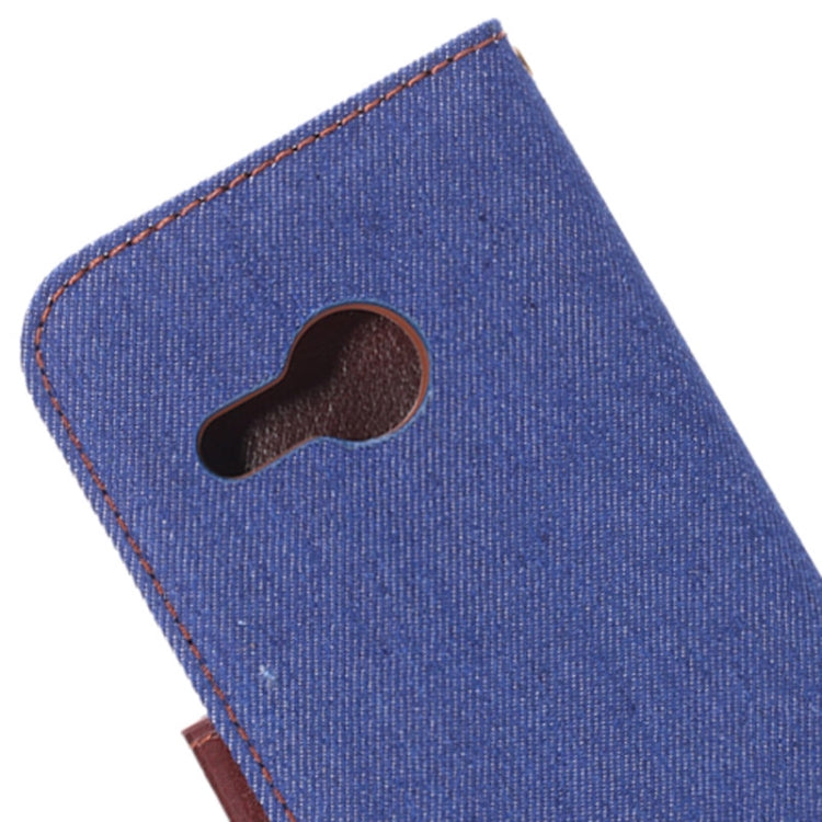 Denim Texture Horizontal Flip Leather Case with Card Slots & Holder for HTC One M8 mini