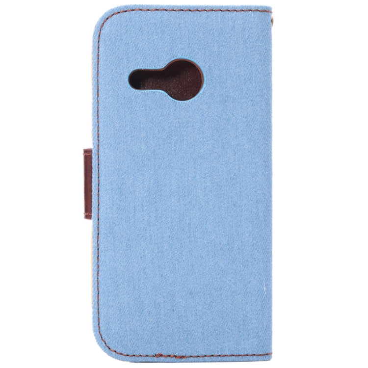Denim Texture Horizontal Flip Leather Case with Card Slots & Holder for HTC One M8 mini