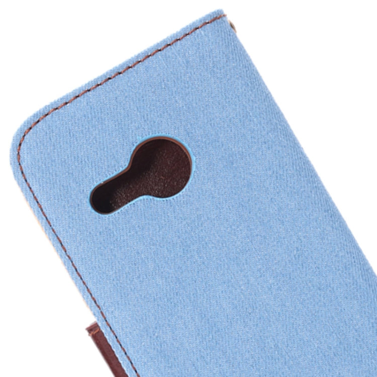 Denim Texture Horizontal Flip Leather Case with Card Slots & Holder for HTC One M8 mini