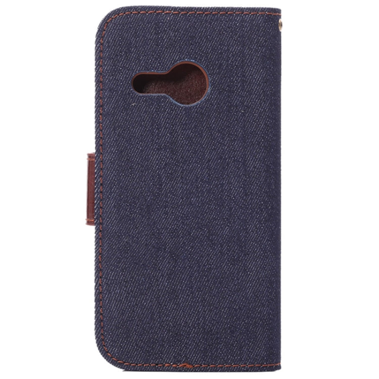 Denim Texture Horizontal Flip Leather Case with Card Slots & Holder for HTC One M8 mini