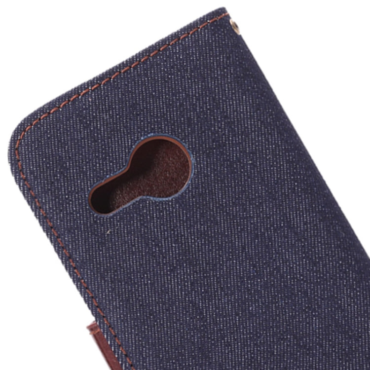 Denim Texture Horizontal Flip Leather Case with Card Slots & Holder for HTC One M8 mini